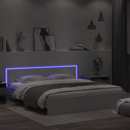vidaXL Bettgestell mit Kopfteil und LED-Beleuchtung Weiß 180x200 cm