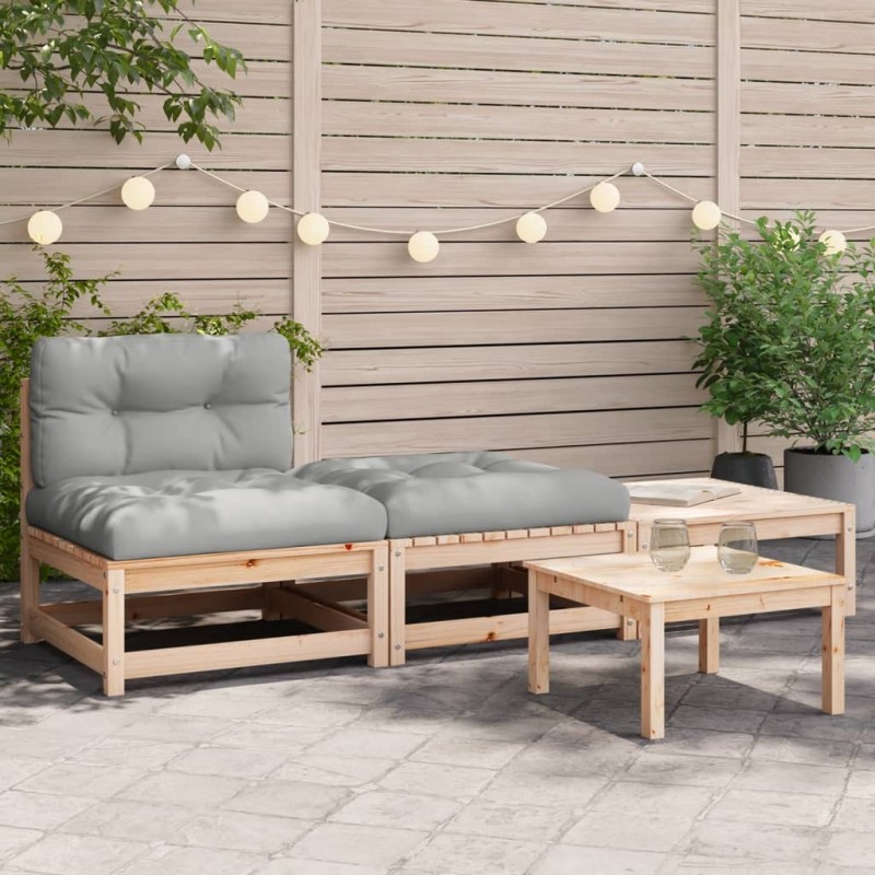 vidaXL Gartensofa ohne Armlehnen mit Kissen und Hockern vidaXL Gartensofa ohne Armlehnen mit Kissen und Hockern