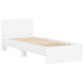 vidaXL Bettgestell mit Kopfteil Weiß 75x190 cm Holzwerkstoff