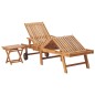 Sonnenliege mit Tisch und Auflage Massivholz Teak Sonnenliege mit Tisch und Auflage Massivholz Teak