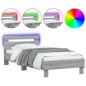 vidaXL Bettgestell mit Kopfteil und LED-Leuchten Grau Sonoma 90x200 cm vidaXL Bettgestell mit Kopfteil und LED-Leuchten Grau Sonoma 90x200 cm