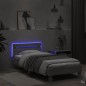 vidaXL Bettgestell mit Kopfteil und LED-Leuchten Grau Sonoma 90x200 cm vidaXL Bettgestell mit Kopfteil und LED-Leuchten Grau Sonoma 90x200 cm