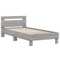 vidaXL Bettgestell mit Kopfteil und LED-Leuchten Grau Sonoma 90x200 cm vidaXL Bettgestell mit Kopfteil und LED-Leuchten Grau Sonoma 90x200 cm