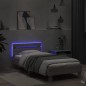vidaXL Bettgestell mit Kopfteil und LED-Leuchten Grau Sonoma 90x190 cm vidaXL Bettgestell mit Kopfteil und LED-Leuchten Grau Sonoma 90x190 cm