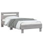 vidaXL Bettgestell mit Kopfteil und LED-Leuchten Grau Sonoma 75x190 cm vidaXL Bettgestell mit Kopfteil und LED-Leuchten Grau Sonoma 75x190 cm