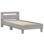 vidaXL Bettgestell mit Kopfteil und LED-Leuchten Grau Sonoma 75x190 cm vidaXL Bettgestell mit Kopfteil und LED-Leuchten Grau Sonoma 75x190 cm