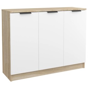 vidaXL Sideboard Weiß und Sonoma-Eiche 90,5x30x70 cm Holzwerkstoff