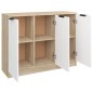 vidaXL Sideboard Weiß und Sonoma-Eiche 90,5x30x70 cm Holzwerkstoff vidaXL Sideboard Weiß und Sonoma-Eiche 90,5x30x70 cm Holzwerkstoff