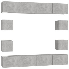 vidaXL 8-tlg. TV-Schrank-Set Betongrau Holzwerkstoff
