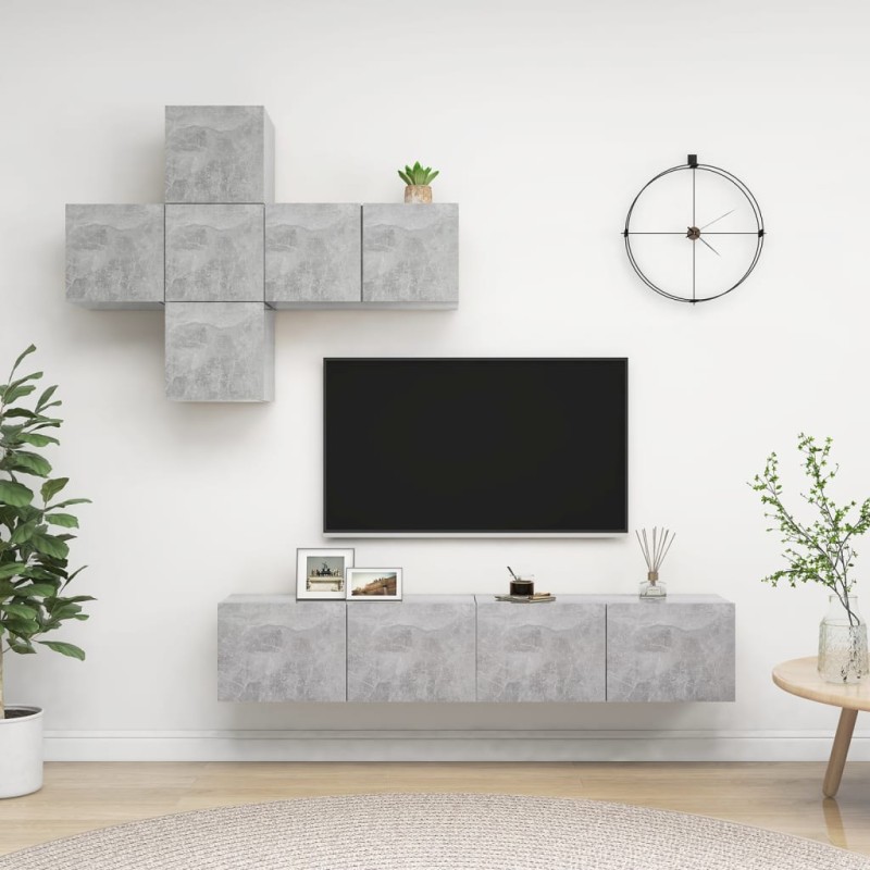 vidaXL 7-tlg. TV-Schrank-Set Betongrau Holzwerkstoff vidaXL 7-tlg. TV-Schrank-Set Betongrau Holzwerkstoff