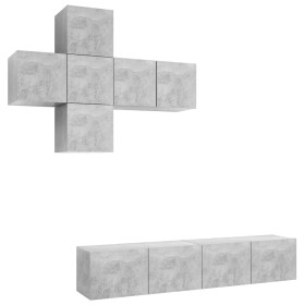 vidaXL 7-tlg. TV-Schrank-Set Betongrau Holzwerkstoff