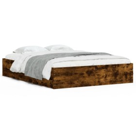 vidaXL Bettgestell mit Schubladen Räuchereiche 140x190cm Holzwerkstoff