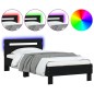vidaXL Bettgestell mit Kopfteil und LED-Leuchten Schwarz 90x190 cm vidaXL Bettgestell mit Kopfteil und LED-Leuchten Schwarz 90x190 cm