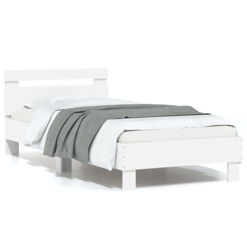 vidaXL Bettgestell mit Kopfteil und LED-Leuchten Weiß 75x190 cm vidaXL Bettgestell mit Kopfteil und LED-Leuchten Weiß 75x190 cm