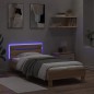 vidaXL Bettgestell mit Kopfteil und LED-Leuchten Sonoma-Eiche 75x190cm vidaXL Bettgestell mit Kopfteil und LED-Leuchten Sonoma-Eiche 75x190cm