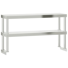 vidaXL Aufsatzboard für Küchentisch 2 Ablagen 110x30x65 cm Edelstahl
