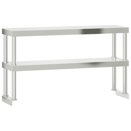 vidaXL Aufsatzboard für Küchentisch 2 Ablagen 110x30x65 cm Edelstahl