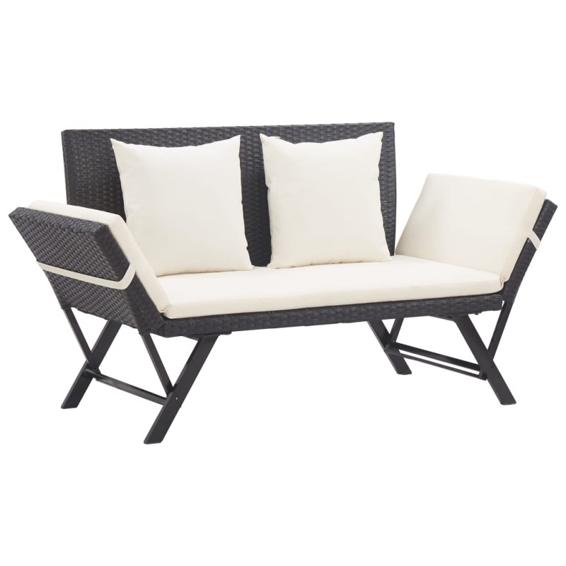 vidaXL Gartenbank mit Kissen Schwarz 176 cm Poly Rattan vidaXL Gartenbank mit Kissen Schwarz 176 cm Poly Rattan
