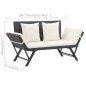 vidaXL Gartenbank mit Kissen Schwarz 176 cm Poly Rattan vidaXL Gartenbank mit Kissen Schwarz 176 cm Poly Rattan