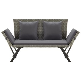 vidaXL Gartenbank mit Kissen Grau 176 cm Poly Rattan