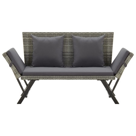 vidaXL Gartenbank mit Kissen Grau 176 cm Poly Rattan