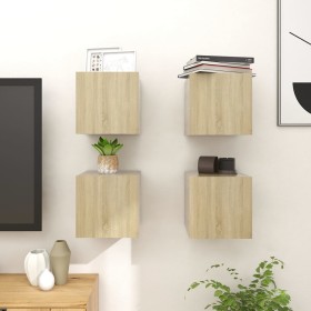 vidaXL TV-Wandschränke 4 Stk. Sonoma-Eiche 30,5x30x30 cm