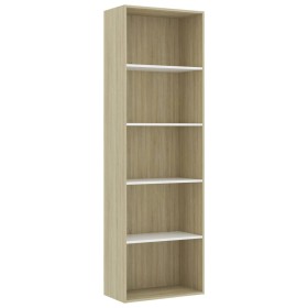 vidaXL Bücherregal 5 Fächer Weiß Sonoma-Eiche 60x30x189 Holzwerkstoff