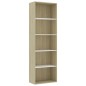 vidaXL Bücherregal 5 Fächer Weiß Sonoma-Eiche 60x30x189 Holzwerkstoff vidaXL Bücherregal 5 Fächer Weiß Sonoma-Eiche 60x30x189 Holzwerkstoff