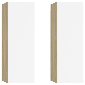 vidaXL TV-Schränke 2 Stk. Weiß Sonoma-Eiche 30,5x30x90cm Holzwerkstoff