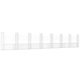 vidaXL Gabionenkorb U-Form mit 8 Säulen Eisen 860x20x150 cm