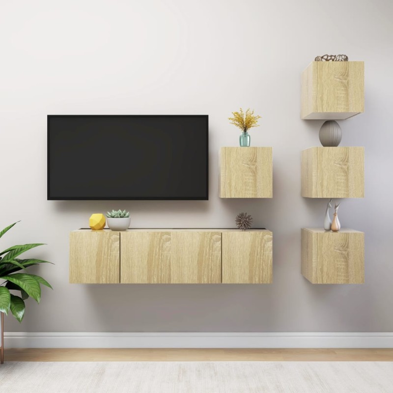 vidaXL 6-tlg. TV-Schrank-Set Sonoma-Eiche Holzwerkstoff vidaXL 6-tlg. TV-Schrank-Set Sonoma-Eiche Holzwerkstoff