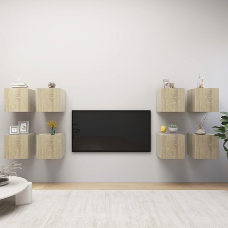 vidaXL TV-Wandschränke 8 Stk. Sonoma-Eiche 30,5x30x30 cm