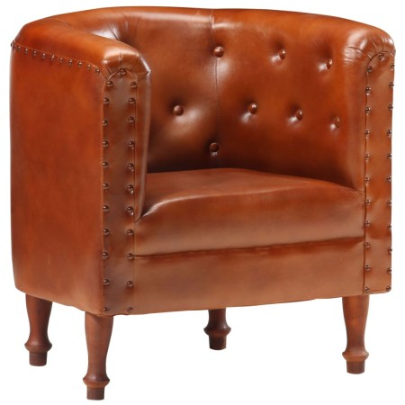 vidaXL Sessel Braun Echtleder