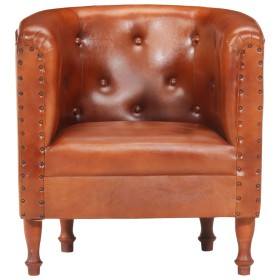 vidaXL Sessel Braun Echtleder