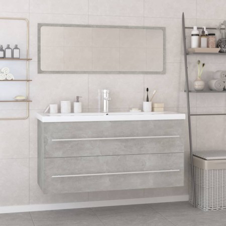 vidaXL Badmöbel-Set Betongrau Holzwerkstoff