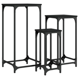 vidaXL Satztische 3 Stk. Schwarz Holzwerkstoff