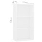 vidaXL Bücherregal 3 Fächer Weiß 60x30x114 cm Holzwerkstoff vidaXL Bücherregal 3 Fächer Weiß 60x30x114 cm Holzwerkstoff