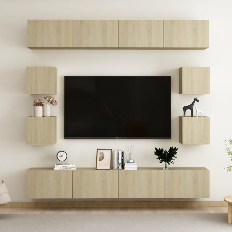 vidaXL 8-tlg. TV-Schrank-Set Sonoma-Eiche Holzwerkstoff vidaXL 8-tlg. TV-Schrank-Set Sonoma-Eiche Holzwerkstoff