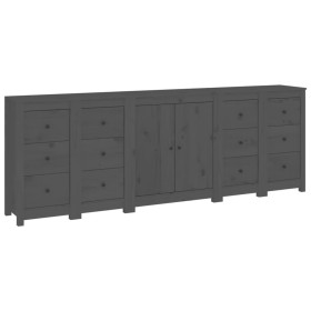 vidaXL Sideboard Grau 230x35x80 cm Massivholz Kiefer