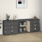 vidaXL Sideboard Grau 230x35x80 cm Massivholz Kiefer vidaXL Sideboard Grau 230x35x80 cm Massivholz Kiefer