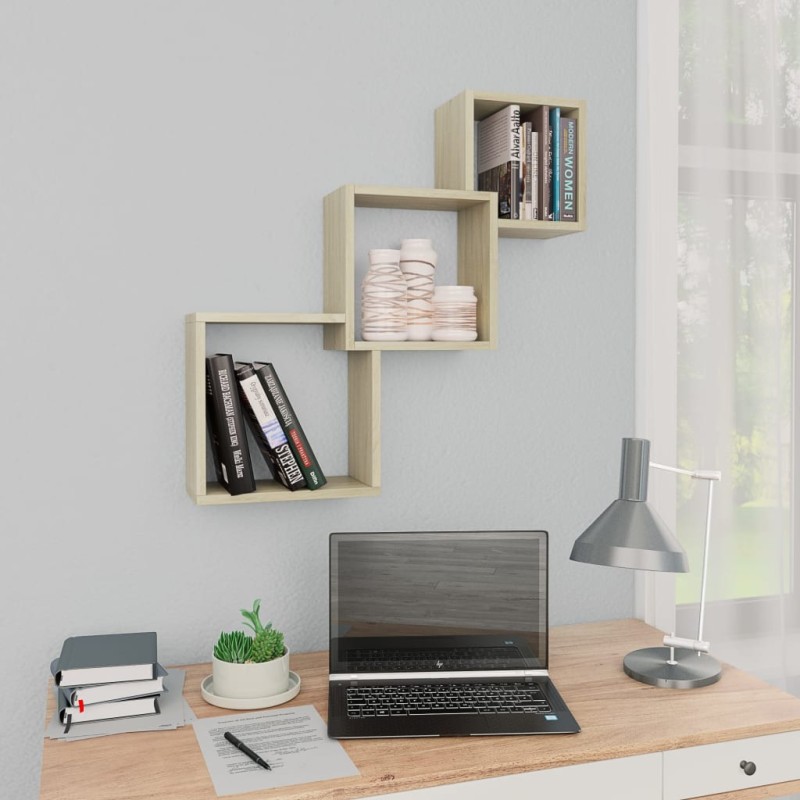 vidaXL Cube Wandregale Sonoma-Eiche 68x15x68 cm Holzwerkstoff vidaXL Cube Wandregale Sonoma-Eiche 68x15x68 cm Holzwerkstoff