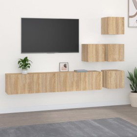 vidaXL TV-Wandschrank Sonoma-Eiche Holzwerkstoff