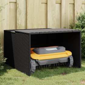 vidaXL Mähroboter-Garage Schwarz 86x90x52/57 cm Poly Rattan