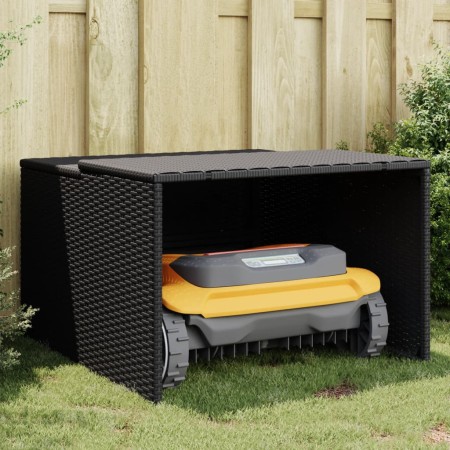 vidaXL Mähroboter-Garage Schwarz 86x90x52/57 cm Poly Rattan