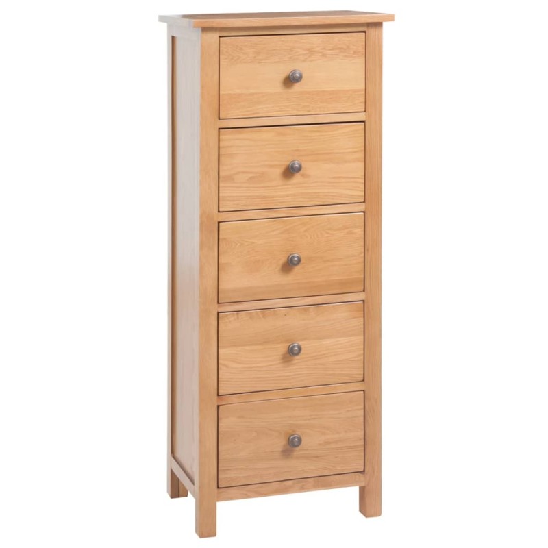vidaXL Hohe Kommode mit Schubladen 45x32x110 cm Massivholz Eiche vidaXL Hohe Kommode mit Schubladen 45x32x110 cm Massivholz Eiche