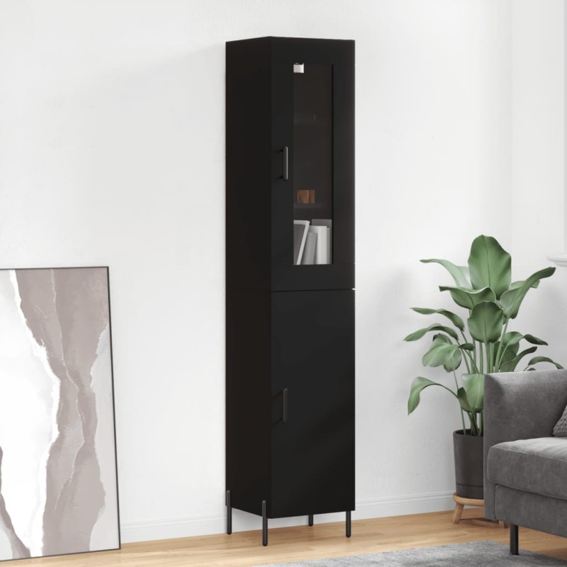 Highboard Schwarz 34,5x34x180 cm Holzwerkstoff Highboard Schwarz 34,5x34x180 cm Holzwerkstoff