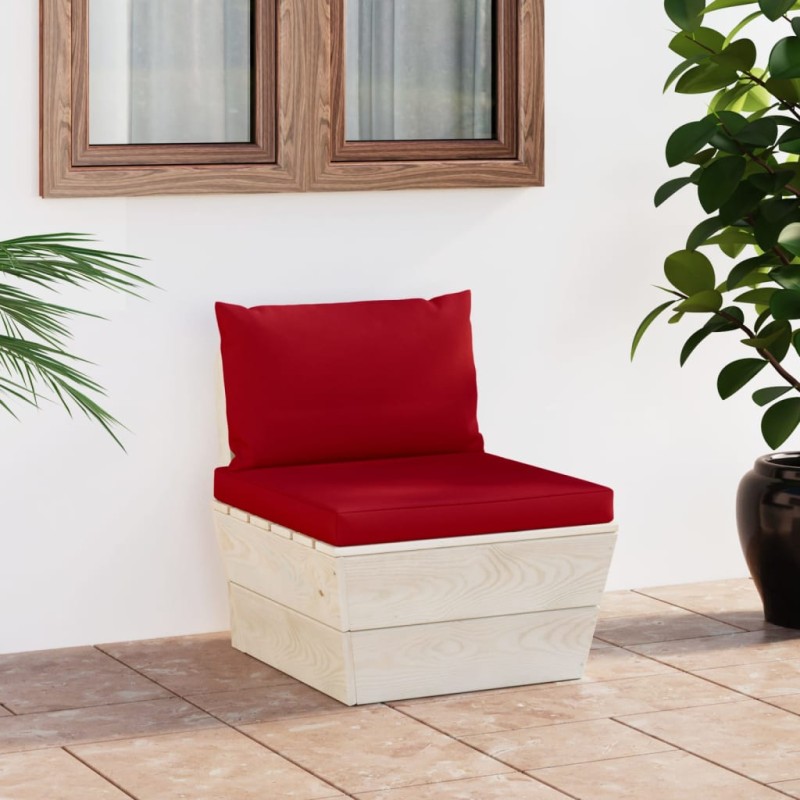 vidaXL Garten-Paletten-Mittelsofa mit Kissen Imprägniertes Fichtenholz vidaXL Garten-Paletten-Mittelsofa mit Kissen Imprägniertes Fichtenholz