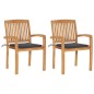 vidaXL Gartenstühle 2 Stk. mit Anthrazit Kissen Massivholz Teak vidaXL Gartenstühle 2 Stk. mit Anthrazit Kissen Massivholz Teak