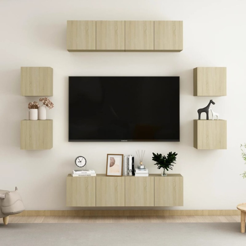 vidaXL 8-tlg. TV-Schrank-Set Sonoma-Eiche Holzwerkstoff vidaXL 8-tlg. TV-Schrank-Set Sonoma-Eiche Holzwerkstoff
