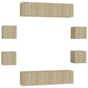 vidaXL 8-tlg. TV-Schrank-Set Sonoma-Eiche Holzwerkstoff